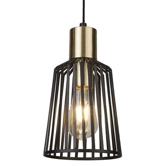 Suspension Suspension BIRD CAGE laiton satiné et noir Ø 16 Marque Searchlight Lumisign