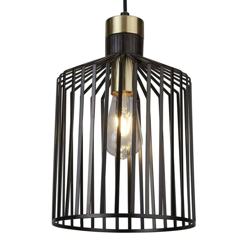 Suspension Suspension BIRD CAGE laiton satiné et noir Ø 22 Marque Searchlight Lumisign