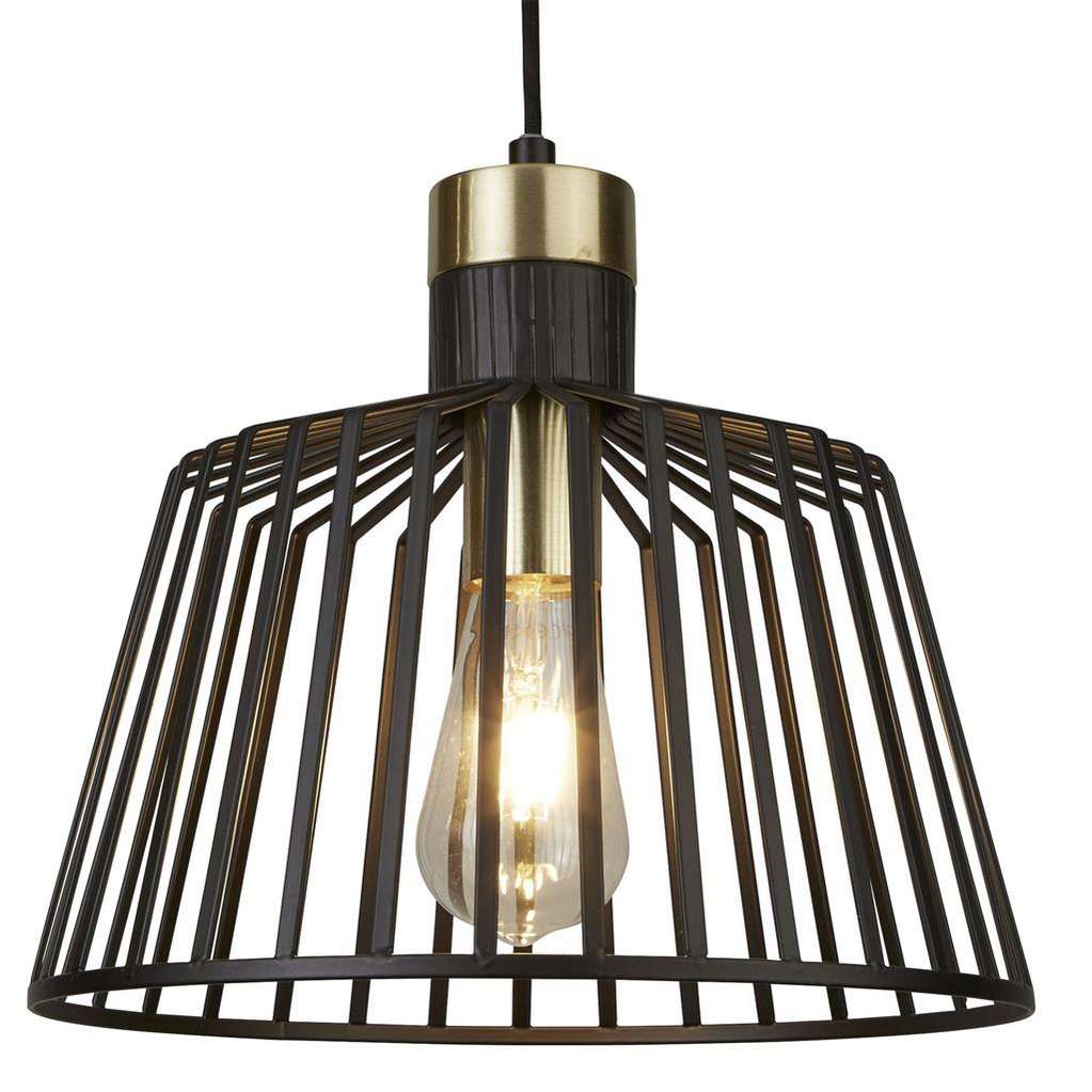 Suspension Suspension BIRD CAGE laiton satiné et noir Ø 30 Marque Searchlight Lumisign