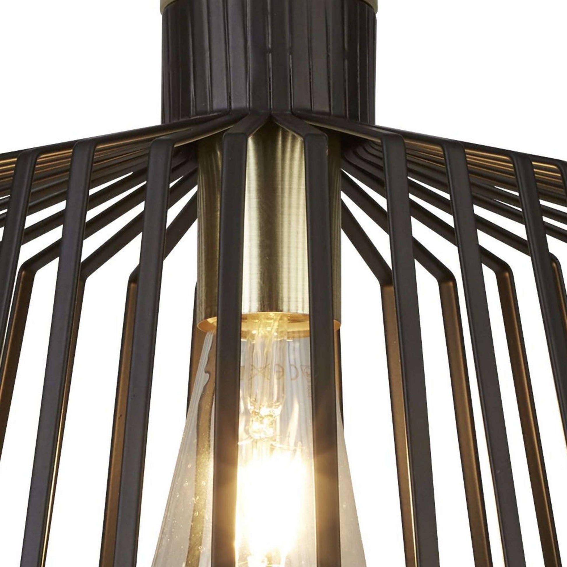 Suspension Suspension BIRD CAGE laiton satiné et noir Ø 30 Marque Searchlight Lumisign