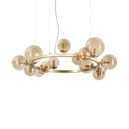 Suspension circulaire PERLAGE SP14 laiton diffuseurs ambré - Apportez une lumière douce et élégante avec ce luminaire suspendu design.
