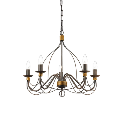 Suspension CORTE-SP5 rouille effet antique - Monture métal artisanal avec finition peinte à la main. Hauteur ajustable pour un éclairage sur mesure.