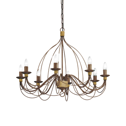 Suspension CORTE-SP8 rouille effet antique - Monture en métal modelé avec finition peinte à la main. Hauteur ajustable de 795 à 1150 mm.