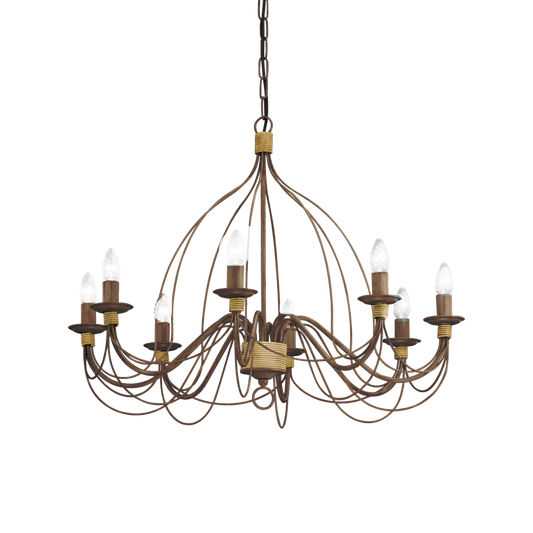 Suspension CORTE-SP8 rouille effet antique - Monture en métal modelé avec finition peinte à la main. Hauteur ajustable de 795 à 1150 mm.