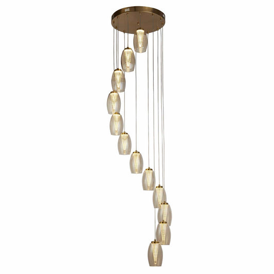 Suspension Suspension CYCLONE 12 lampes verre champagne Marque Searchlight Lumisign