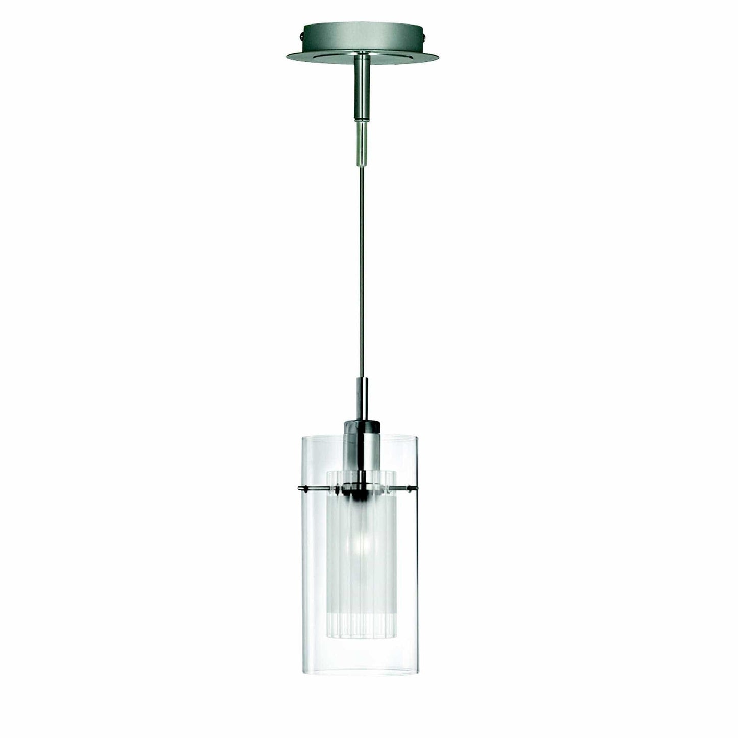 Suspension Suspension DUO-I 1 lampe double verre transparent Marque Searchlight Lumisign