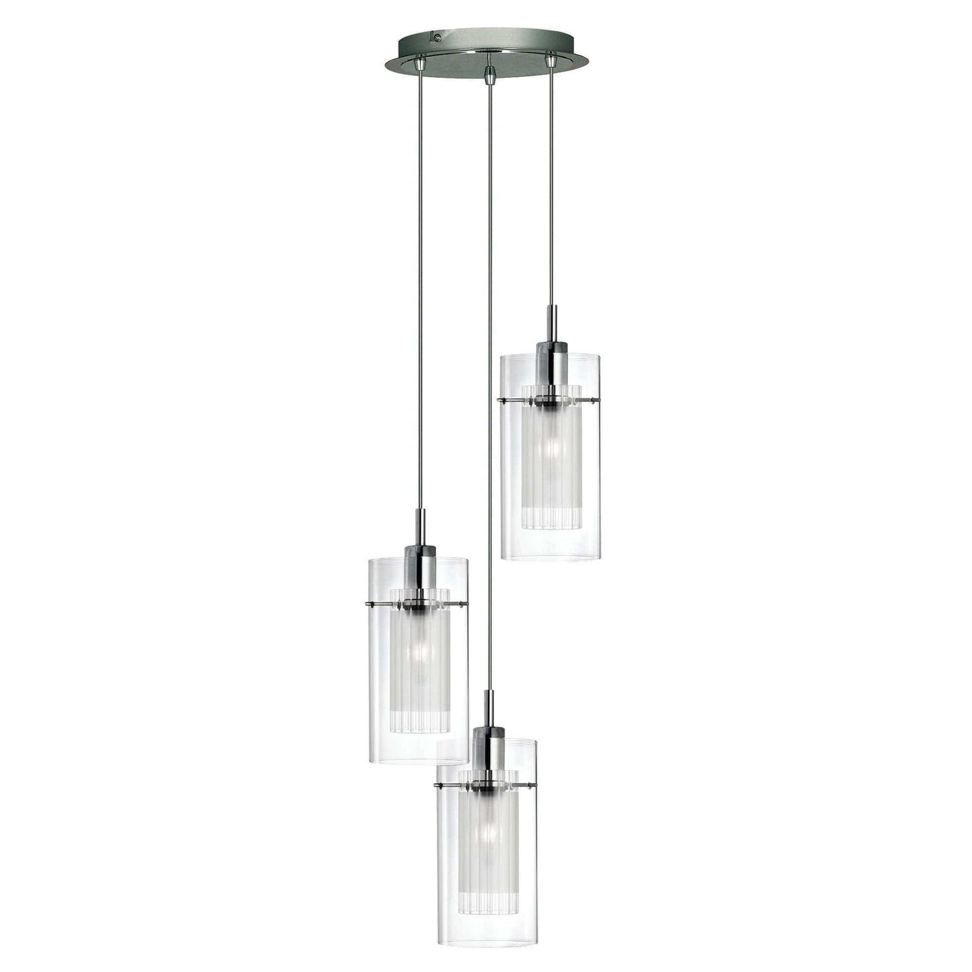 Suspension Suspension DUO-I 3 lampes double verre transparent Marque Searchlight Lumisign