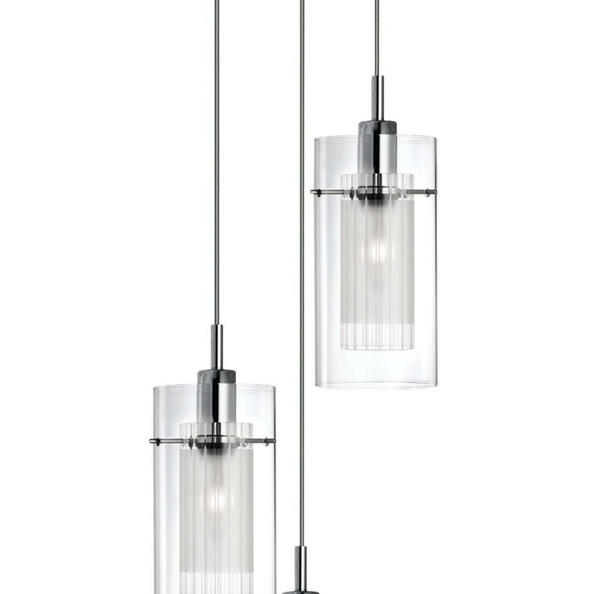 Suspension Suspension DUO-I 3 lampes double verre transparent Marque Searchlight Lumisign