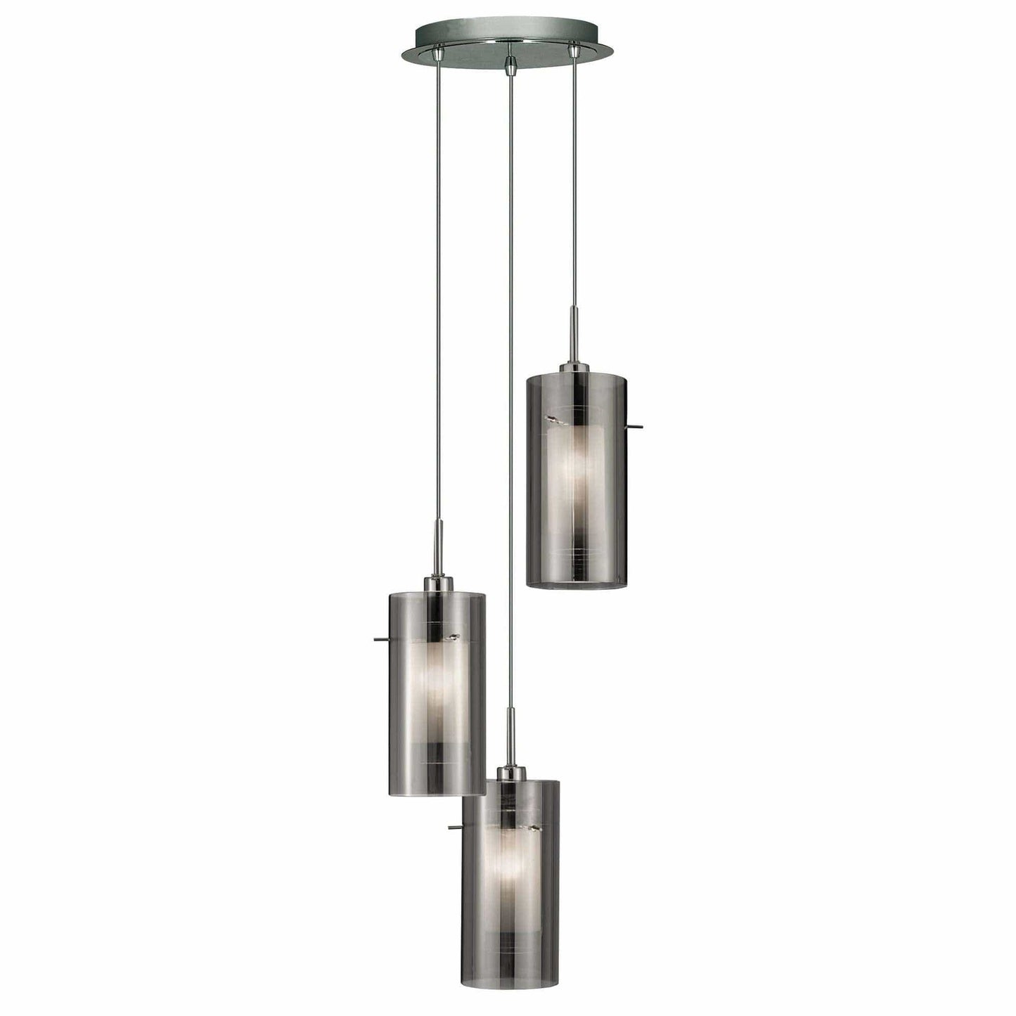 Suspension Suspension DUO-II 3 lampes double verre fumé Marque Searchlight Lumisign