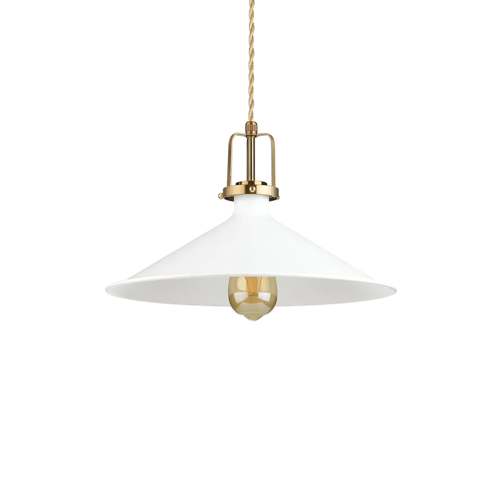 Suspension ERIS-4 blanche ou noire : Monture en métal & câble électrique torsadé recouvert en tissu. Style bistro élégant.