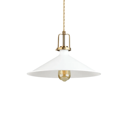 Suspension ERIS-4 blanche ou noire : Monture en métal & câble électrique torsadé recouvert en tissu. Style bistro élégant.