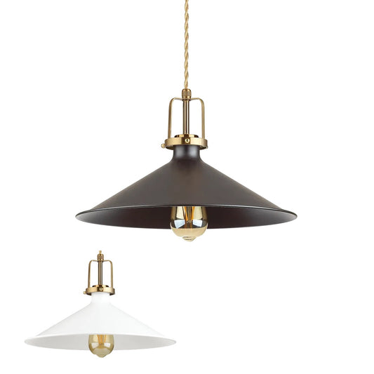 Suspension ERIS-4 blanche ou noire - Luminaire suspendu au style bistro avec câble torsadé et finition or satiné. Hauteur ajustable pour votre lampe de plafond.