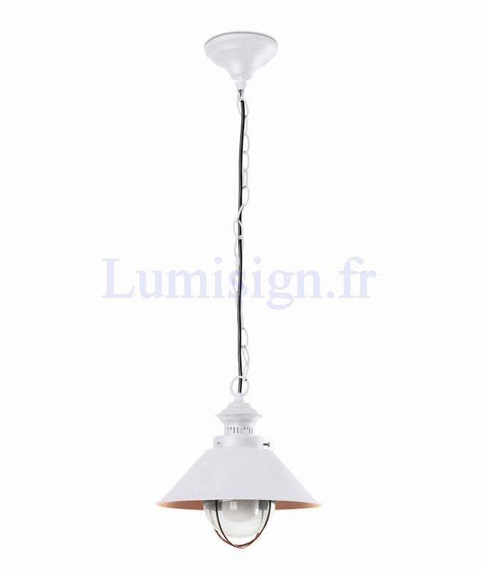 Suspension extérieure Suspension extérieure NAUTICA blanche et cuivre Faro Lumisign