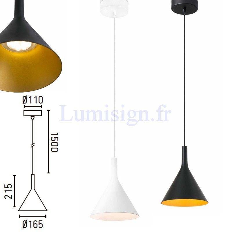 Suspension Suspension LED PAM blanche ou noire/or Faro Lumisign