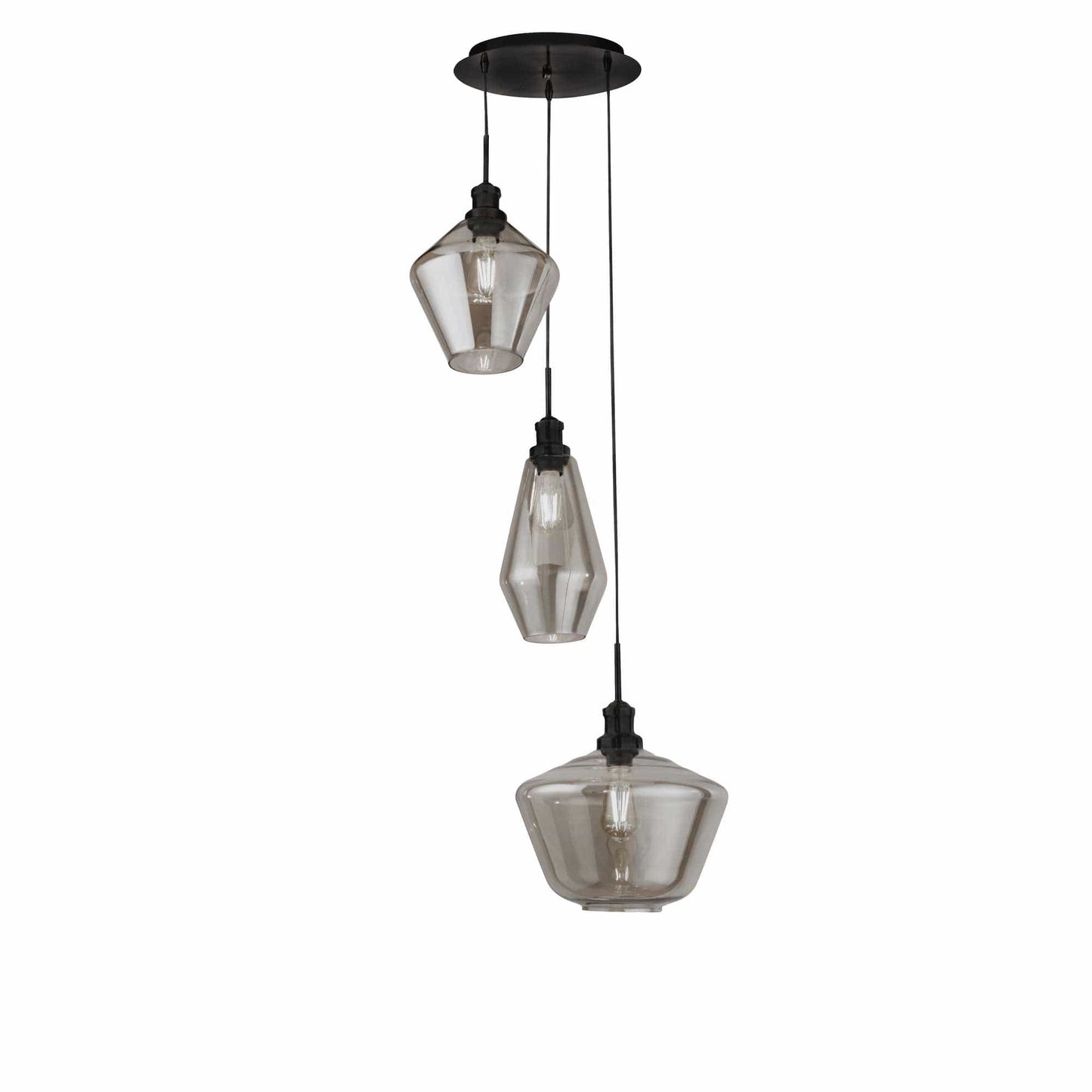 Suspension Suspension MIA 3 lampes verre fumé Marque Searchlight Lumisign