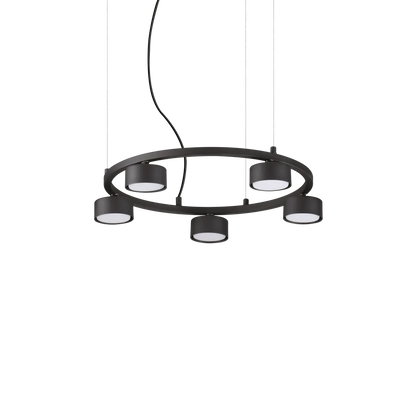 Suspension MINOR ROUND-4 noire - Luminaire suspendu design avec hauteur ajustable jusqu’à 2040 mm. Lampe de plafond élégante et moderne