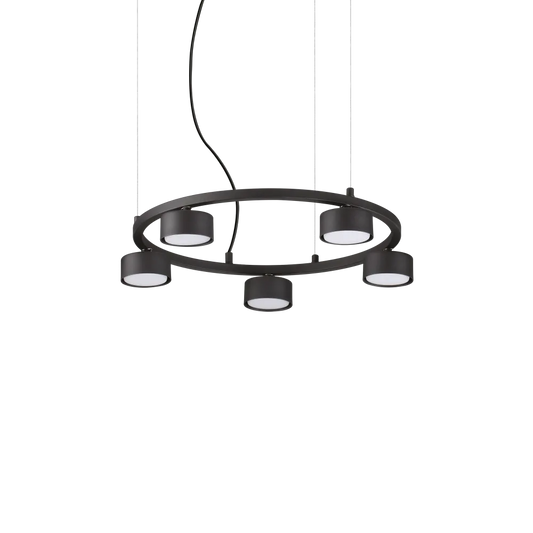 Suspension MINOR ROUND-4 noire - Luminaire suspendu design avec hauteur ajustable jusqu’à 2040 mm. Lampe de plafond élégante et moderne