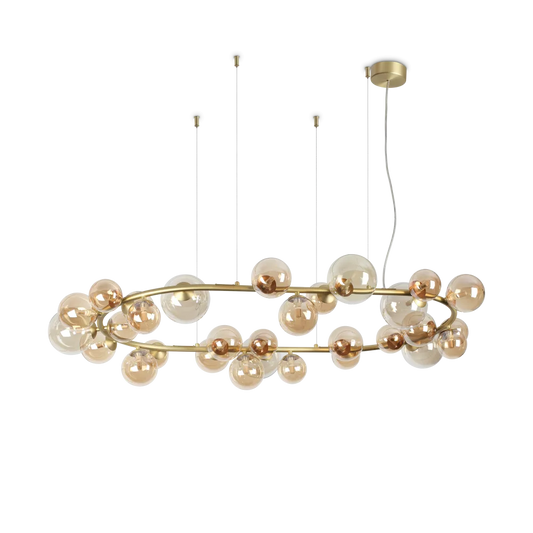 Suspension ovale PERLAGE SP30 laiton diffuseurs ambré - Éclairez votre intérieur avec ce luminaire suspendu élégant.