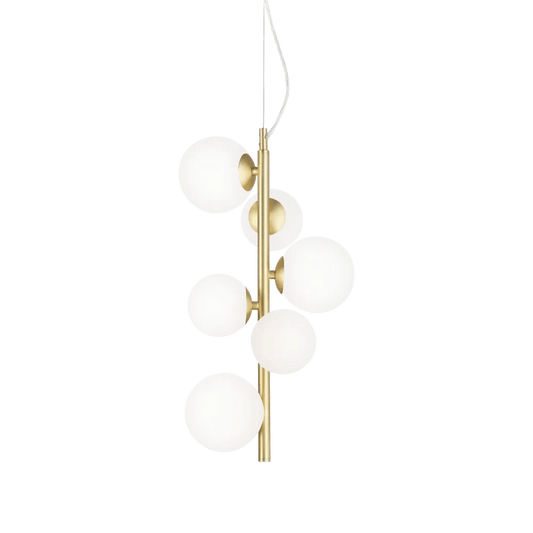 Suspension PERLAGE SP6 laiton diffuseurs blanc - Éclairez votre intérieur avec cette lampe de plafond élégante en métal et verre.