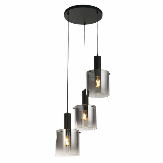 Suspension Suspension SWEDEN 3 lampes verre fumé noir Marque Searchlight Lumisign