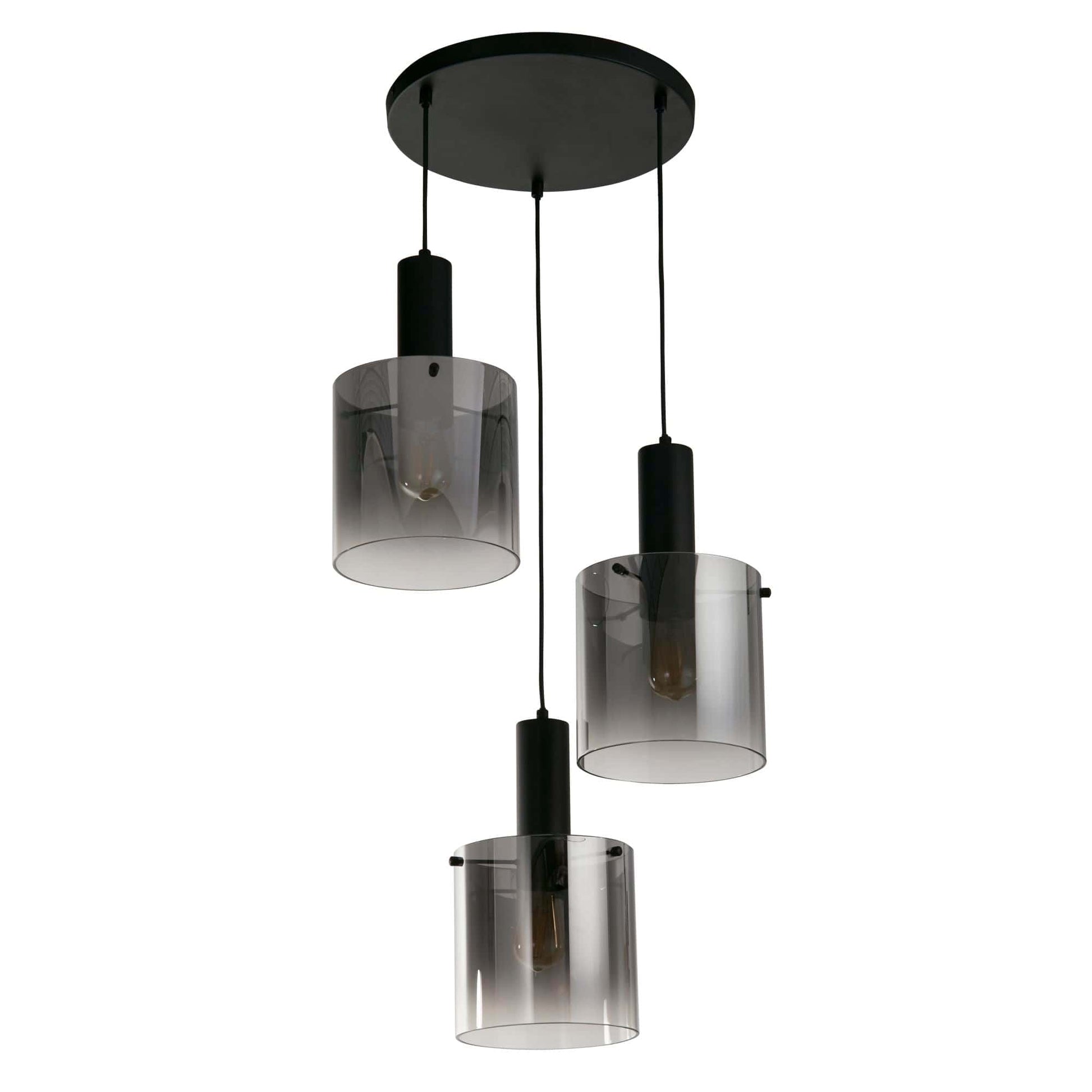 Suspension Suspension SWEDEN 3 lampes verre fumé noir Marque Searchlight Lumisign