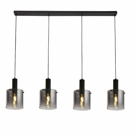 Suspension Suspension SWEDEN 4 lampes verre fumé noir Marque Searchlight Lumisign