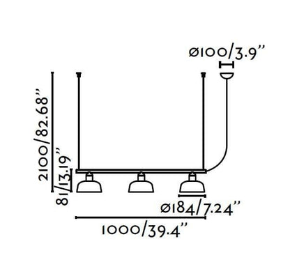 Suspension Suspension TATAWIN verre noir Ø 184 mm Faro Lumisign