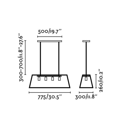 Suspension Suspension trapézoïdale acier et verre ROSE-4L Faro Lumisign