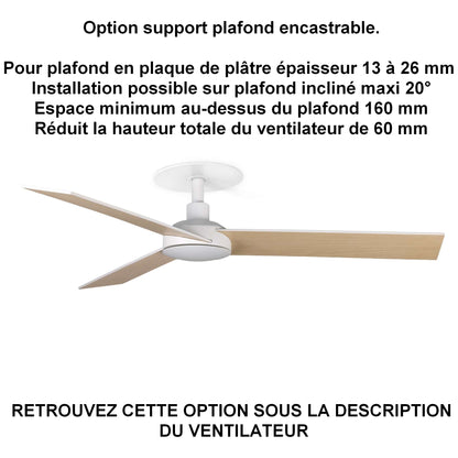 ventilateur de plafond RUDDER S blanc installation ba13