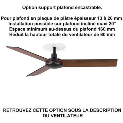 Ventilateur de plafond RUDDER S noir installation ba13