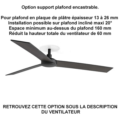 Ventilateur de plafond RUDDER L noir installation plafond ba13