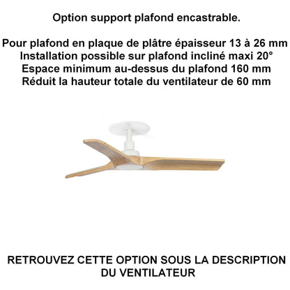 ventilateur de plafond silencieux HEYWOOD-S blanc installation sur plafond ba13