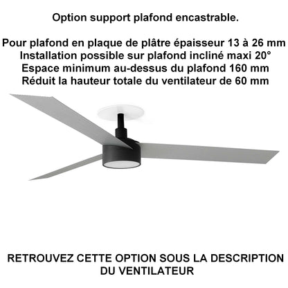 ventilateur de plafond CRUISER L noir pales alu avec luminaire sur ba13