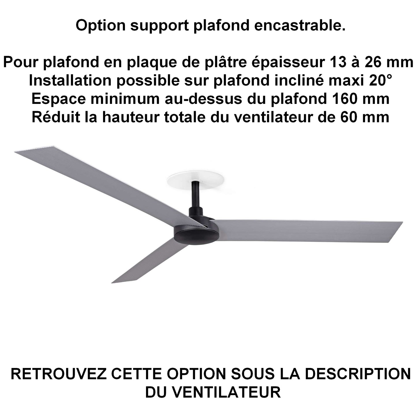 ventilateur de plafond CRUISER XL noir pales installation plafond ba13