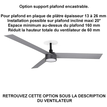 ventilateur de plafond CRUISER XL noir pales alu avec luminaire installation ba13