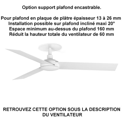ventilateur de plafond CRUISER S blanc installation sur plafond ba13