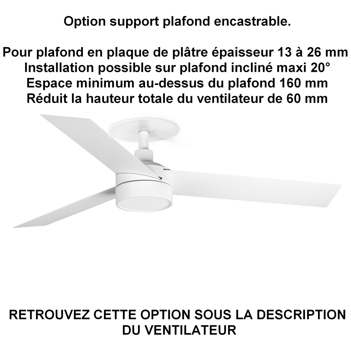 ventilateur de plafond CRUISER S blanc avec luminaire sur plafond ba13