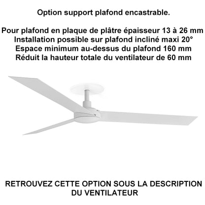 ventilateur de plafond CRUISER L blanc installation sur plafond ba13