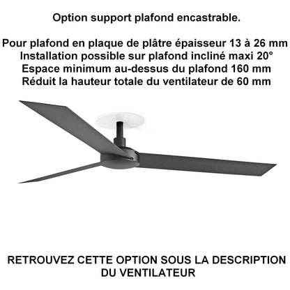 ventilateur de plafond CRUISER L noir installation sur plafond ba13