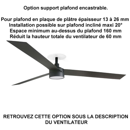 Ventilateur de plafond CRUISER XL noir avec luminaire installation plafond ba13