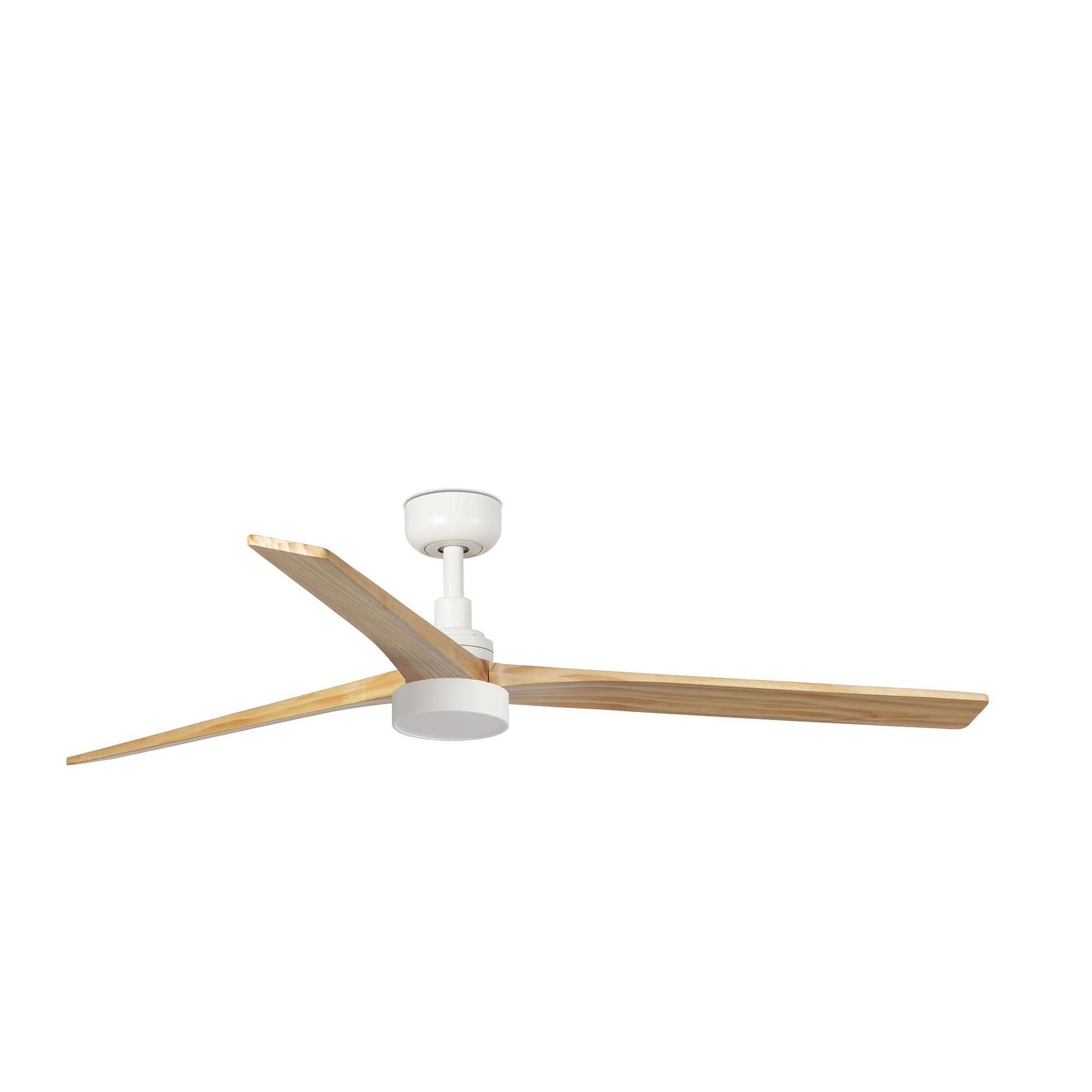 Ventilateur de plafond KLIM-L Ø 1500 mm blanc pales chêne clair avec led