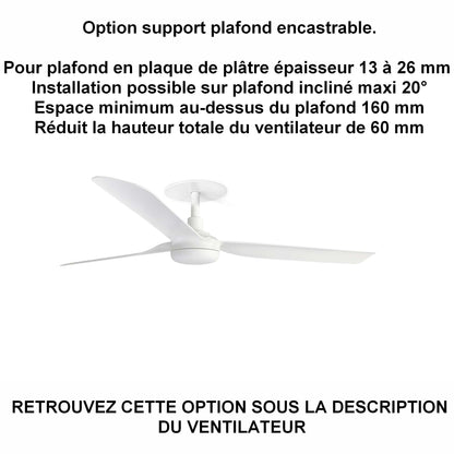 ventilateur de plafond PUNT blanc pour plafond ba13