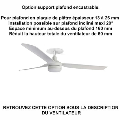 ventilateur de plafond PUNT blanc avec luminaire pour plafond ba13