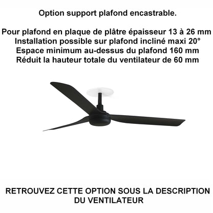 ventilateur de plafond PUNT noir pour plafond en ba13