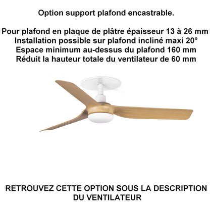 ventilateur de plafond PUNT blanc pales érable pour plafond en ba13