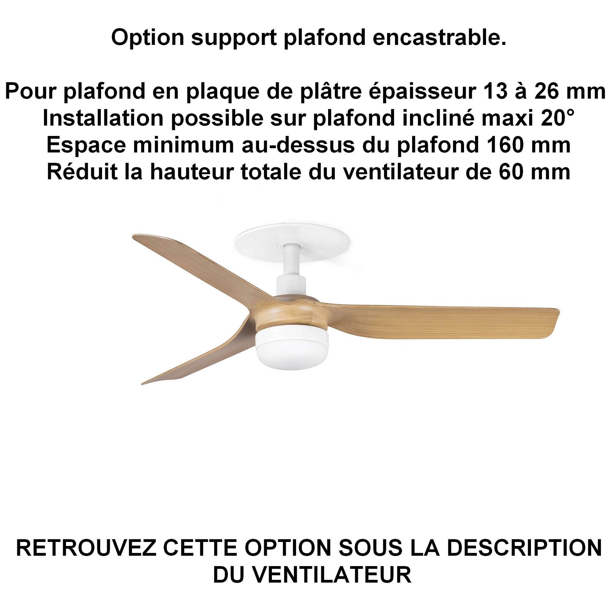 ventilateur de plafond PUNT blanc pales érable pour plafond en ba13