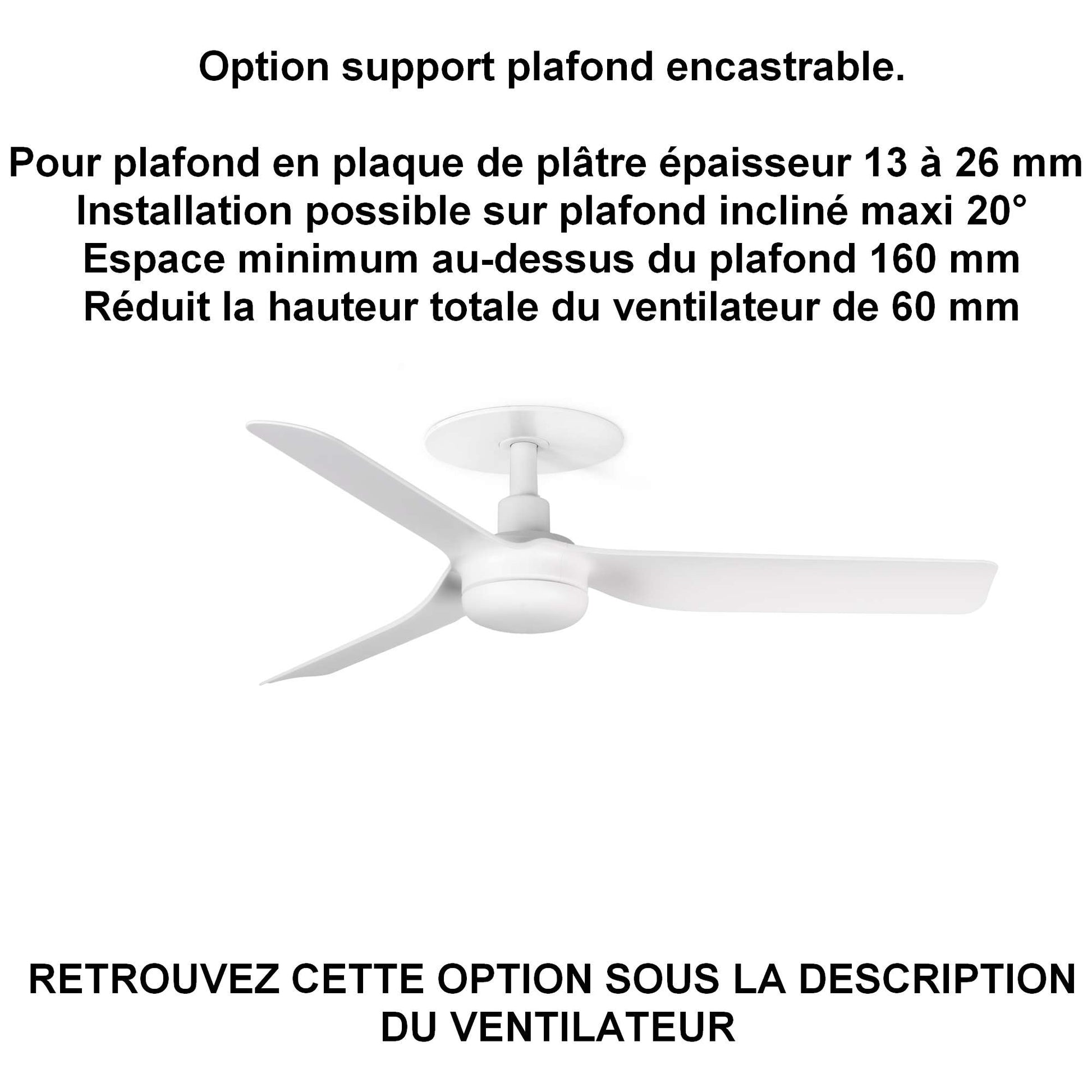 ventilateur de plafond MINI PUNT blanc pour plafond ba13