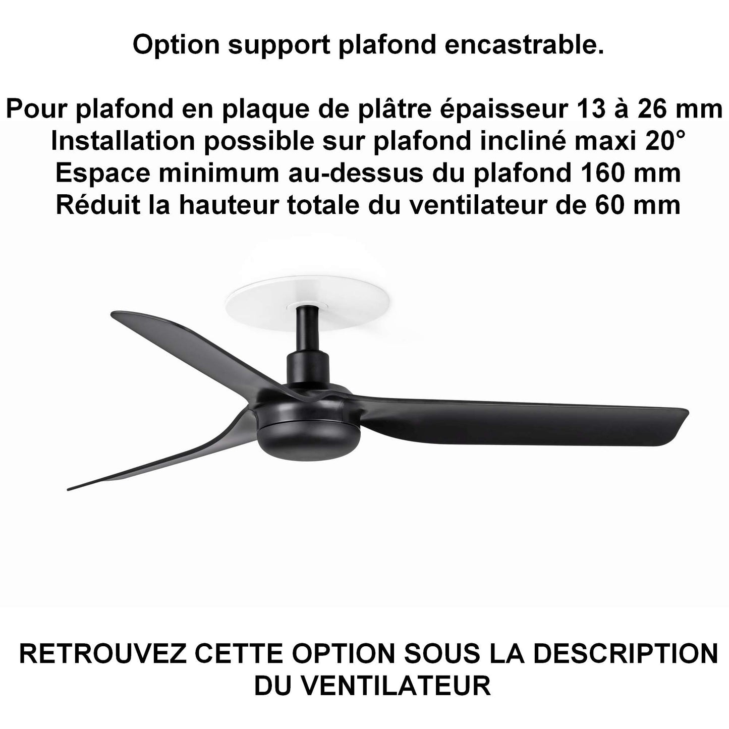 ventilateur de plafond MINI PUNT noir pour plafond en ba13