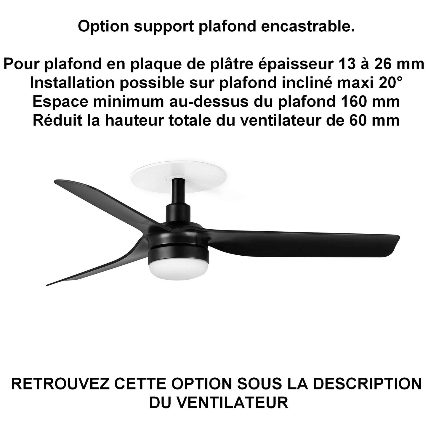 ventilateur de plafond MINI PUNT LED noir pour plafond ba13