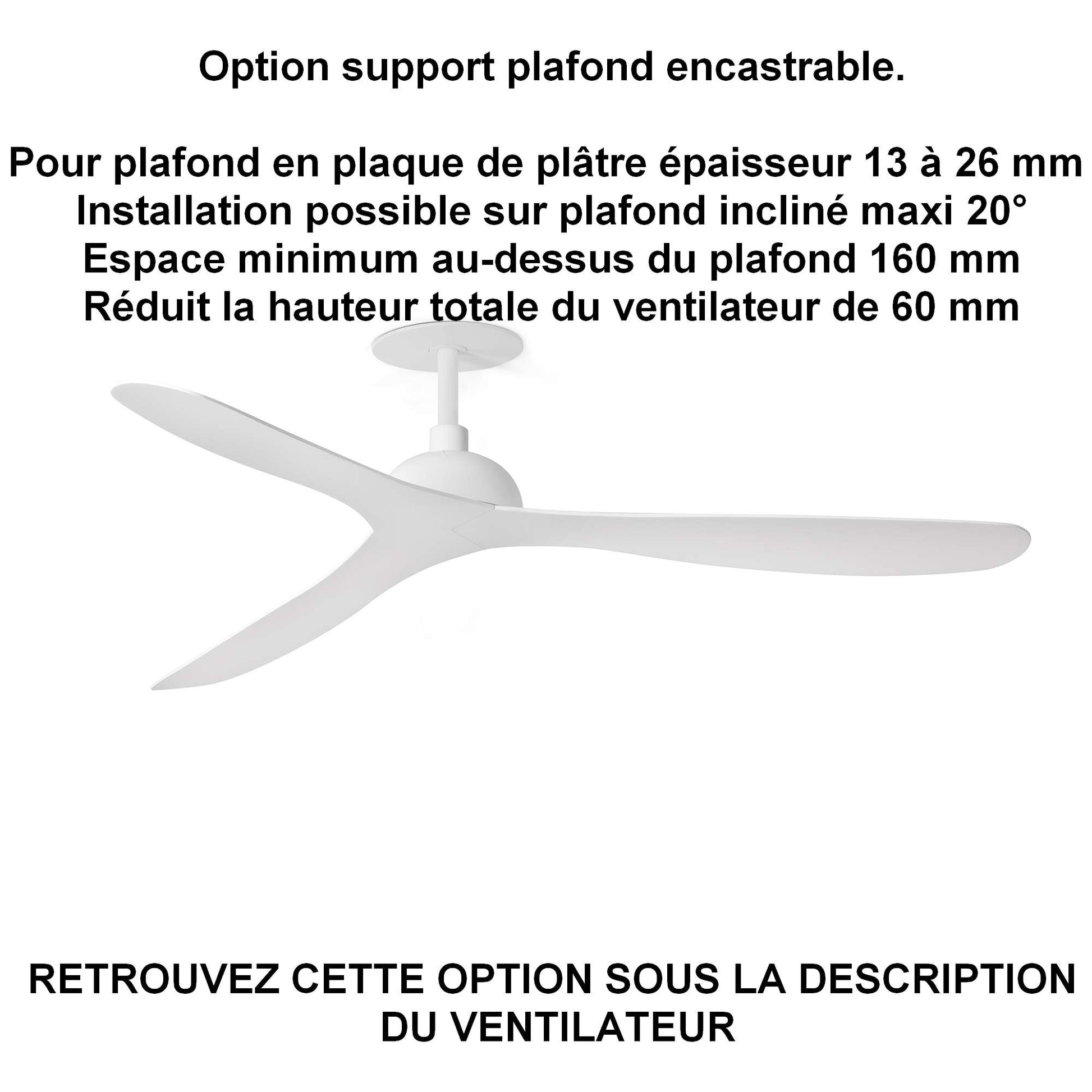 ventilateur de plafond GOTLAND blanc pour plafond ba13